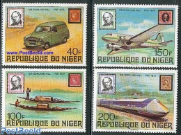 Niger 1979 Sir Rowland Hill 4v, Mint NH, Transport - Sir Rowland Hill - Stamps On Stamps - Automobiles - Aircraft & Av.. - Rowland Hill