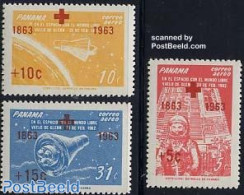 Panama 1963 Red Cross Centenary 3v, Mint NH, Health - Transport - Red Cross - Space Exploration - Croix-Rouge