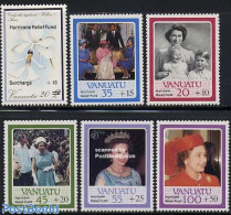 Vanuatu 1987 Hurricane Relief Overprints 6v, Mint NH, History - Nature - Kings & Queens (Royalty) - Orchids - Disasters - Königshäuser, Adel