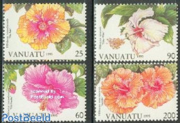 Vanuatu 1995 Hibiscus Flowers 4v, Mint NH, Nature - Flowers & Plants - Vanuatu (1980-...)