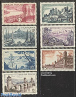 France 1955 Landscapes 7v, Mint NH, Science - Transport - Mining - Ships And Boats - Art - Bridges And Tunnels - Castl.. - Unused Stamps
