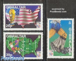 Gibraltar 1994 Football Games 3v, Mint NH, Sport - Various - Football - Maps - Geography