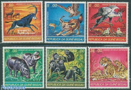 Guinea Bissau 1978 Endangered Animals 6v, Mint NH, Nature - Animals (others & Mixed) - Birds - Cat Family - Hippopotam.. - Guinea-Bissau