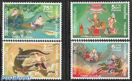 Thailand 1977 International Letter Week 4v, Mint NH, Nature - Crocodiles - Fish - Horses - Art - Fairytales - Vissen