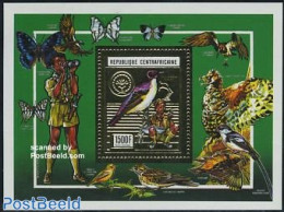 Central Africa 1990 Scouting, Bird S/s, Gold, Mint NH, Nature - Sport - Birds - Butterflies - Scouting - Central African Republic