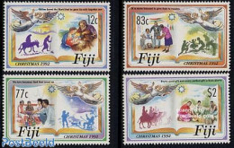 Fiji 1992 Christmas 4v, Mint NH, Religion - Angels - Christmas - Christianity