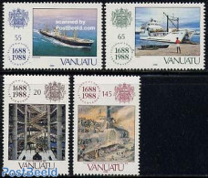 Vanuatu 1988 300 Years Lloyds 4v, Mint NH, Transport - Various - Fire Fighters & Prevention - Ships And Boats - Bankin.. - Feuerwehr
