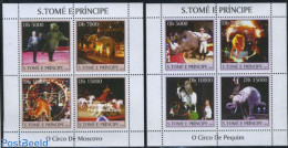 Sao Tome/Principe 2004 Circus 8v (2 M/s), Mint NH, Nature - Performance Art - Bears - Cat Family - Elephants - Horses .. - Cirque