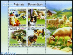 Sao Tome/Principe 2008 Domestic Animals 4v M/s, Mint NH, Nature - Cats - Cattle - Dogs - Horses - São Tomé Und Príncipe