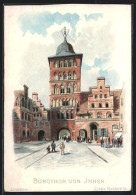 Künstler-AK Lübeck, Burgtor Von Innen, Reklame Für Hoffmann`s Stärke  - Lübeck