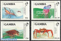 Gambia 1984 Marine Life 4v, Mint NH, Nature - Animals (others & Mixed) - Reptiles - Shells & Crustaceans - Turtles - C.. - Vita Acquatica