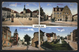 AK Apolda, Marktplatz, Stadthaus, Bahnhofstrasse Und Heidenberg  - Apolda