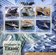 Mozambique 2012 Titanic 6v M/s, Mint NH, Nature - Transport - Birds - Ships And Boats - Titanic - Ships