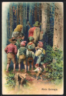 AK Eltern Mit Däumling Und Geschwistern Im Wald  - Fairy Tales, Popular Stories & Legends
