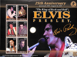 Liberia 2001 Elvis Presley 6v M/s, Mint NH, Performance Art - Elvis Presley - Music - Popular Music - Elvis Presley