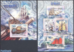 Burundi 2012 Sailing Ships 2 S/s, Imperforated, Mint NH, Sport - Transport - Sailing - Ships And Boats - Vela