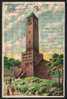 Lithographie Dürkheim A. H., Bismarckturm Auf Dem Peterskopf  - Bad Dürkheim