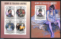 Burundi 2013 Henry De Toulouse-Lautrec 2 S/s, Imperforated, Mint NH, Nature - Performance Art - Horses - Dance & Balle.. - Danza