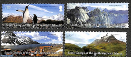 South Georgia / Falklands Dep. 2017 Views 4v, Mint NH, Nature - Sport - Birds - Penguins - Mountains & Mountain Climbing - Climbing