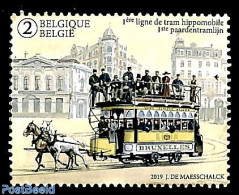 Belgium 2019 150 Years Horse-drawn Trams 1v, Mint NH, Nature - Transport - Horses - Trams - Nuevos