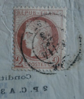 DP2  FRANCE LETTRE RR 1873   LILLE  + CERES N°51 SUPERBE ++ AFF. INTERESSANT+++ - 1871-1875 Ceres