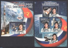 Burundi 2012 Russian Space Flights 2 S/s, Imperforated, Mint NH, Transport - Space Exploration - Other & Unclassified