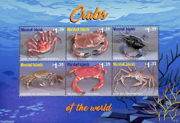 Marshall Islands 2021 Crabs 6v M/s, Mint NH, Nature - Shells & Crustaceans - Vita Acquatica