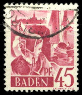 1947, Französische Zone Baden, 9 PF II, Gest. - Otros & Sin Clasificación