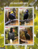 Central Africa 2019 Hornbill 4v M/s, Mint NH, Nature - Birds - Centraal-Afrikaanse Republiek