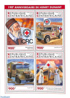 Central Africa 2018 Henri Dunant 4v M/s, Mint NH, Health - Transport - Red Cross - Automobiles - Red Cross