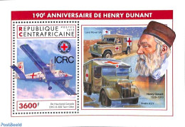 Central Africa 2018 Henri Dunant S/s, Mint NH, Health - Transport - Red Cross - Automobiles - Aircraft & Aviation - Croix-Rouge