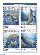 Central Africa 2018 Dugongs 4v M/s, Mint NH, Nature - Sea Mammals - Zentralafrik. Republik