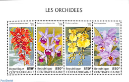Central Africa 2018 Orchids 4v M/s, Mint NH, Nature - Flowers & Plants - Orchids - Centrafricaine (République)