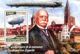 Central Africa 2018 Zeppelin S/s, Mint NH, Transport - Zeppelins - Zeppeline