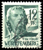 1947, Französische Zone Württemberg, 4 PF II, Gest. - Autres & Non Classés