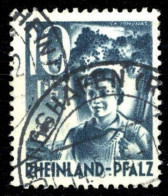 1947, Französische Zone Rheinland Pfalz, 3 PF I, Gest. - Autres & Non Classés