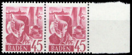 1947, Französische Zone Baden, 9 PF IV, ** - Otros & Sin Clasificación