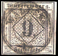 1851, Altdeutschland Württemberg, 4, Gest. - Sonstige & Ohne Zuordnung