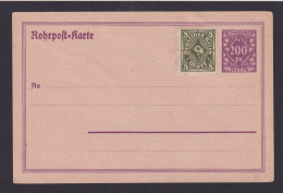 Deutsches Reich Ganzsache Rohrpostkarte Infla 200 Pfg. + ZuF Aufgewertet 8 Mark - Covers & Documents