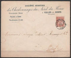 L. Entête "Charbonnages Du Nord De Flénu" Affr. N°57 Càd "MONS (STATION)/ 9 MAI 1896" Pour NIMY - 1893-1900 Thin Beard