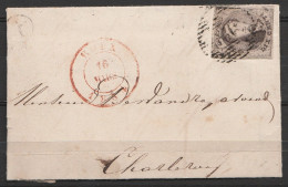 L. Affr. N°6 Càd ROUX /16 MARS 1854 Pour CHARLEROY - Boîte "X" (Couillet) (au Dos: Càd CHARLEROI) - 1851-1857 Medaillen (6/8)