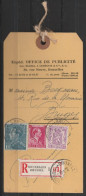 Etiquette De Colis Affr. N°422+430+528 Recommandé Càd BRUXELLES 1/24 III 1942 Pour BRUGES - Cartas & Documentos