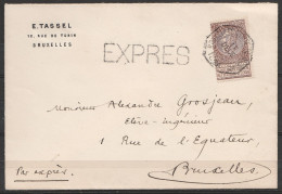 L. EXPRES Affr. N°61 Càd Octogon "BRUXELLES (PORTE DE NAMUR) /11 Dec 1886 Pour BRUXELLES - 1893-1900 Schmaler Bart