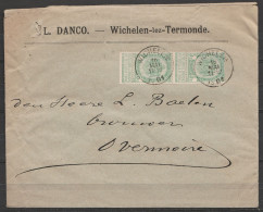 L. Entête Affr. N°56 (paire Verticale) Càd WICHELEN /16 MAI 1901 Pour OVERMERE - 1893-1907 Coat Of Arms