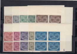 GG  MiNr. D1-15, **, Eckrand VE2, Viererblöcke, Generalgouvernement - Bezetting 1938-45