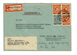 Einschreiben Karlsruhe Mühlburg Nach Karlsruhe 1947 - Lettres & Documents