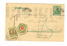 Ganzsache Aus Dortmund Nach La Chaux De Fonds Mit Taxe 1910 - Cartas & Documentos