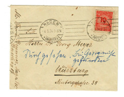 Brief 4.3.1924 Von Hagen Nach Würzburg - Cartas & Documentos