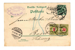 Ganzsache Chemnitz 1896 Nach Basel, Taxe - Briefe U. Dokumente