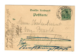 Ganzsache Bahnpost Berlin-Hannover 1901 Nach Schöneberg, Weiterleitung - Covers & Documents